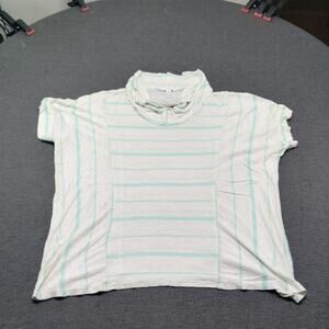 Charming Charlie Striped Knit Top Womens M Beige White Crew Neck Casual Tee